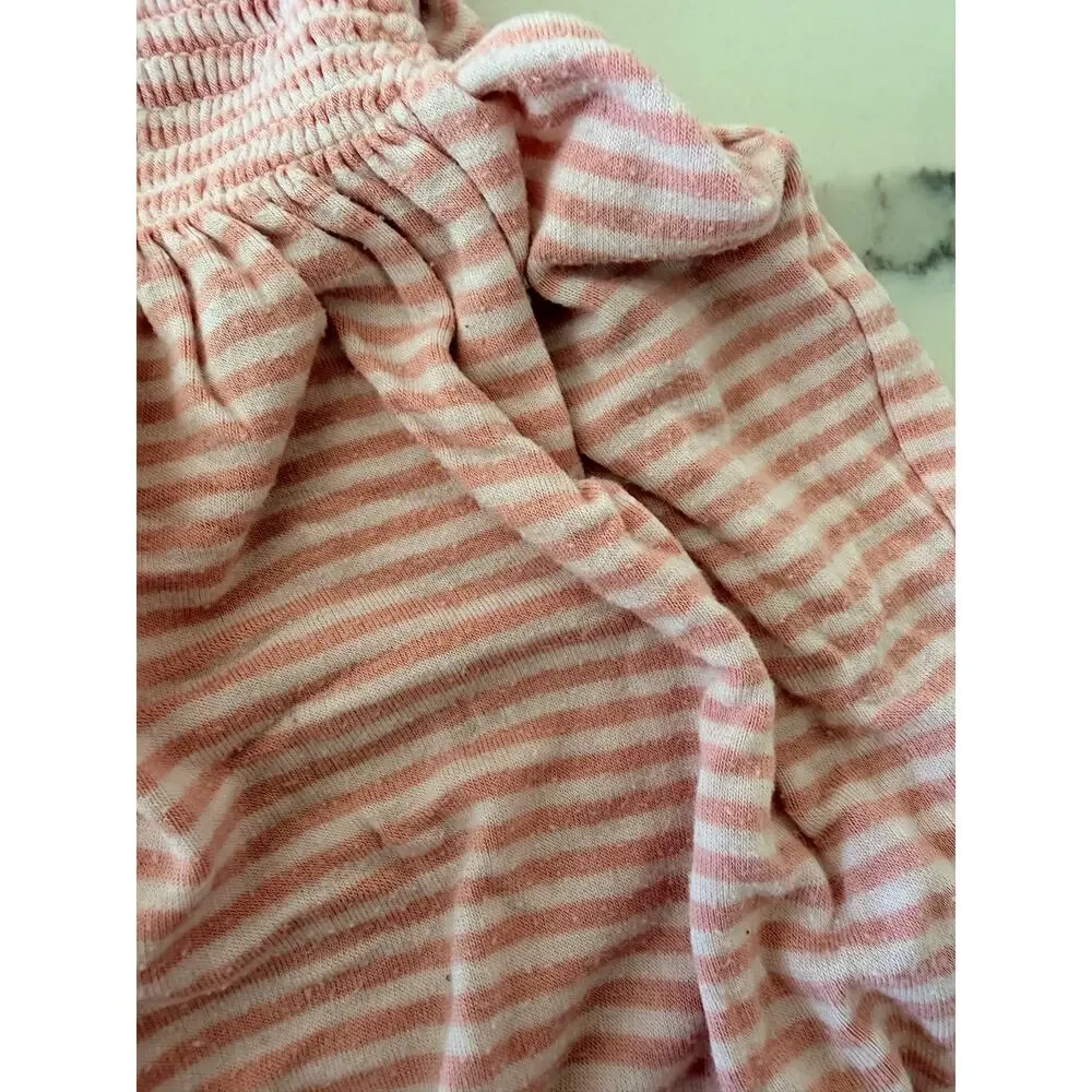 Angel Dear Baby Pink & White Striped Ruffle Romper